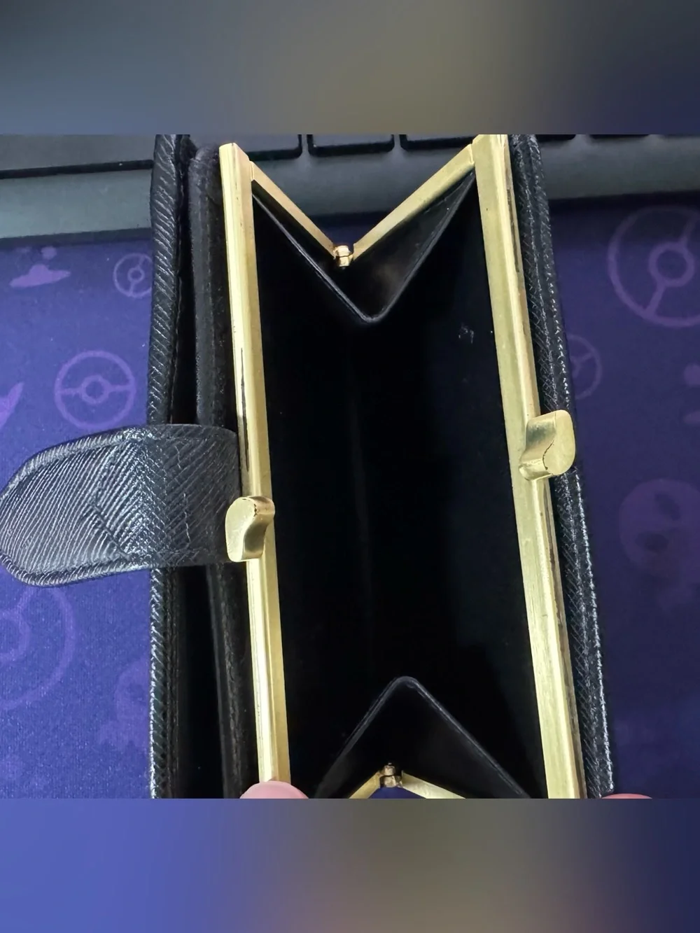 Coach Black Textured Leather Snap Wallet
